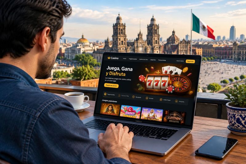 hombre encadenado a un casino